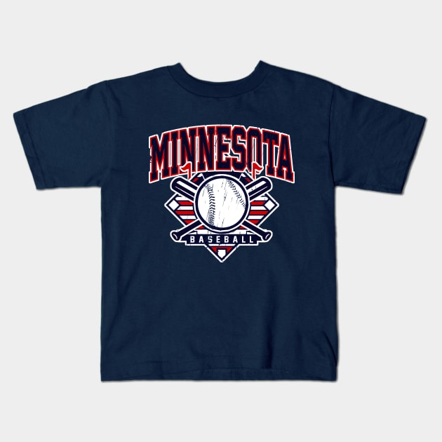 Vintage Minnesota Baseball Kids T-Shirt by funandgames